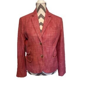 Pink Talbots Linen Blend Tweed Blazer 8 Prep Career Work Old Money Classic